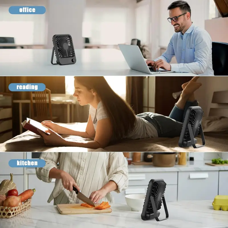 100-speed Smart Desk Fan with Digital LED Display, 180° Adjustable Tilt Fan with Rechargeable Battery & Ultra-portable Design for Office/Bedroom/Travel, Cooling Fan 6