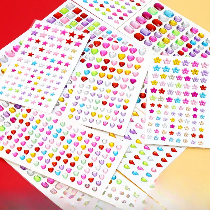 Creative Teardrop Diamond Stickers - Star, Heart, Plum Blossom, and Round Acrylic Phone Decals, Decorative and Stylish Accessories for Customizing Devices
