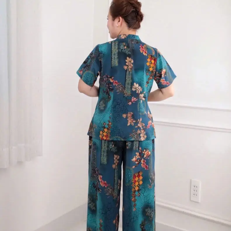 Đồ bộ trung niên, Sét đồ kiểu cho các mẹ , quần dài ống rộng , chất lụa hàn thoáng mát Ms68 4