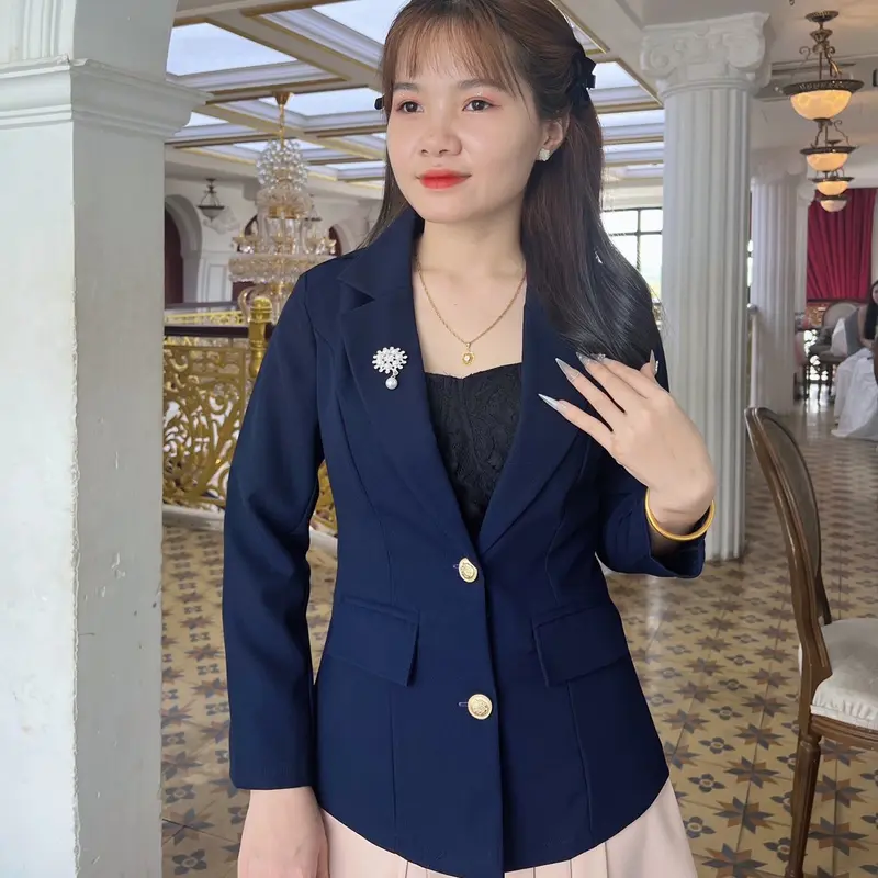 Áo khoác vest Nữ công sở Chất tuyết mưa dày dặn, áo vest tặng mẹ áo 1 lớp (40-80kg) kèm cài áo hoa  Women 3