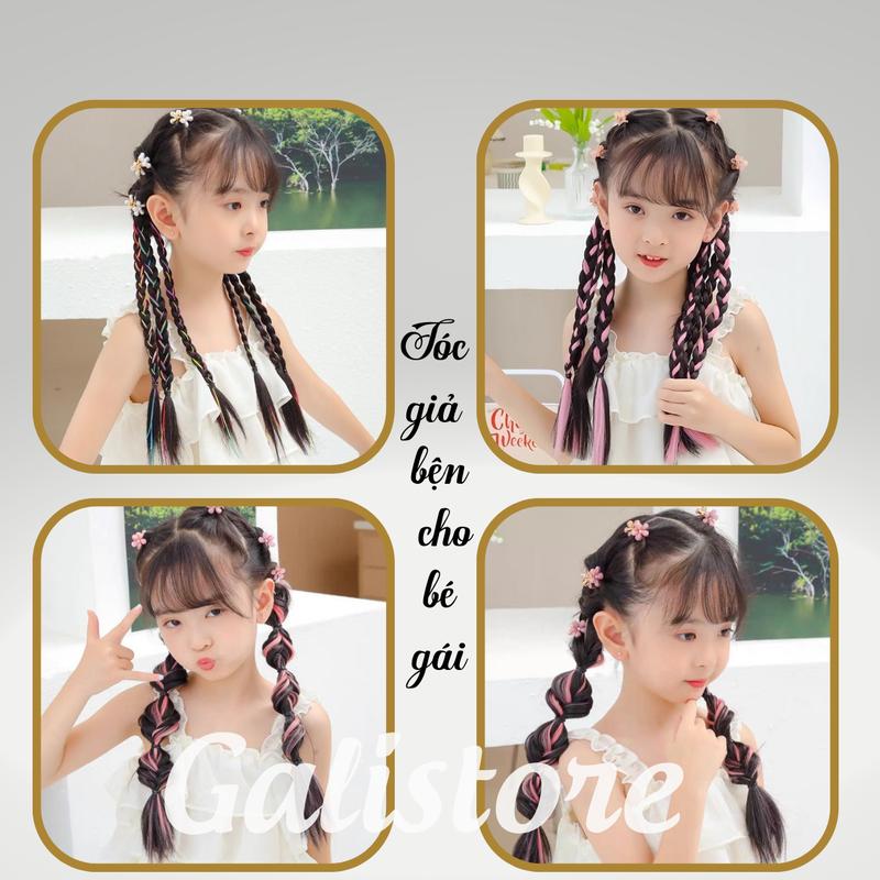 Tóc giả BỆN THẮT BÍNH cho bé gái tết nhiều màu buộc xinh xắn - Galistore Phụ Kiện Tóc Cài Tóc