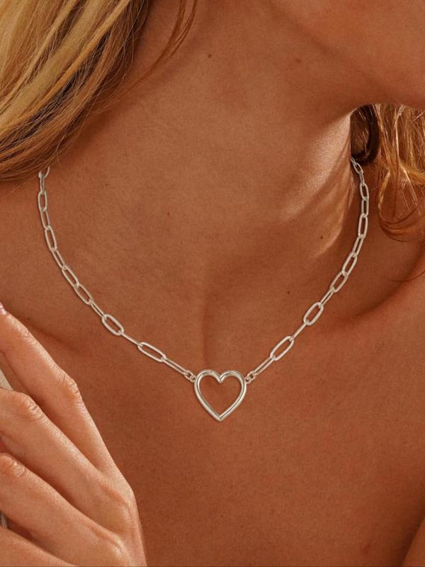 Women's Elegant Heart Design Pendant Necklace, Exquisite Trendy Pendant Necklace, Chic Jewelry As Gift for Girlfriend 5
