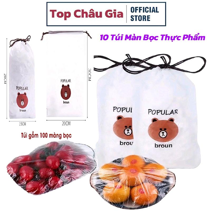 Combo's 10 Túi màng bọc thực phẩm Top Châu Gia chất liệu PE co dãn có chun siêu…