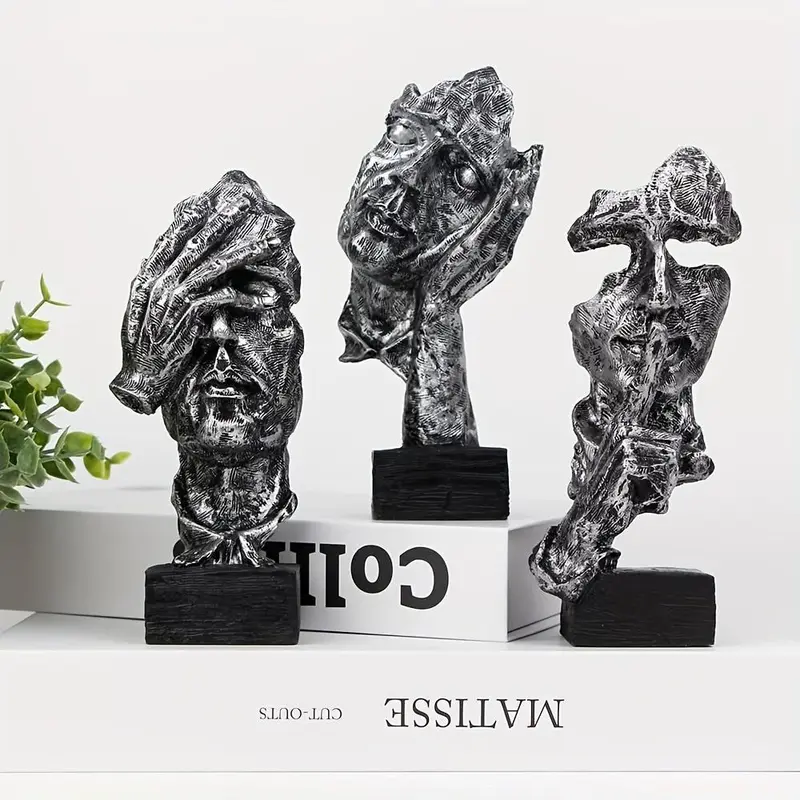 Abstract Thinker Statue, 3 Counts/set Creative Modern Resin Statue, Thinker Statue Sculpture, Room Decor, Home Office 0