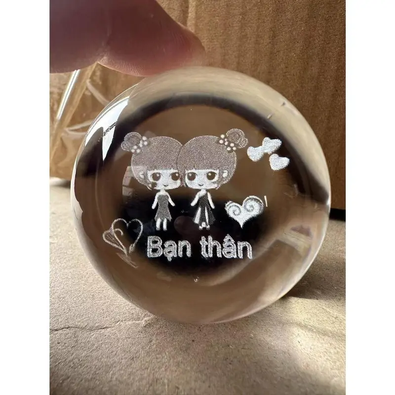 3D Crystal Ball Mặt trăng và cá voi vũ trụ ánh sáng ban đêm Glowing Trang trí nội thất Four Leaf Grass Giáng sinh Quà tặng Tình yêu Quà sinh nhật đèn Light 6