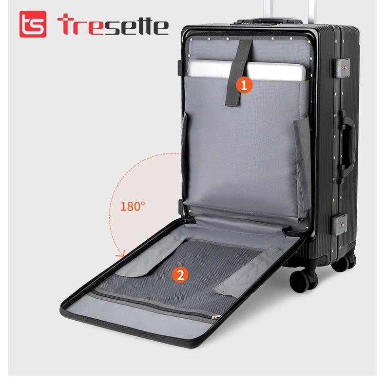 Product Introduction of [SIZE 20+24+26INCH] Vali cao cấp Tresette TSL-2029 Có Ngăn Đựng Latop Vân Dọc Sang Trọng Cổng Sạc USB 31
