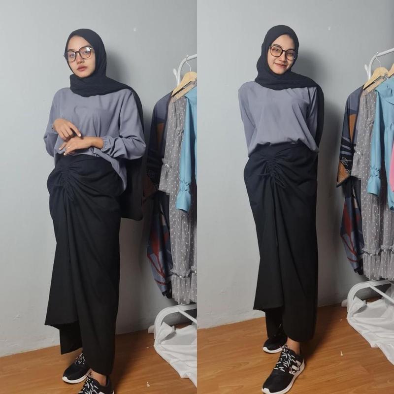 Meera Skirt - Rok Wanita Tali Serut Samping Bahan Katun Korean style Satu Ukuran by Arlentya 1