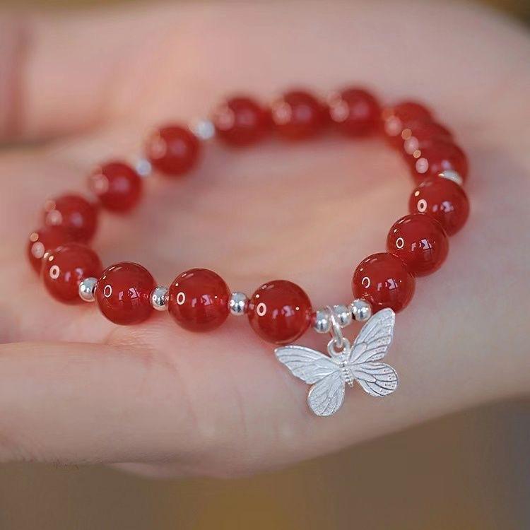 Vòng Tay Pyrite, Vòng Tay Ấn Độ, Vòng Tay Bướm Hạt Đỏ, Dành Cho Phụ Nữ, Độc Đáo, Cao Cấp, Thanh Lịch, Dễ Phối Đồ, Phong Cách Bạn Thân, Trang Sức Sinh Nhật, Phụ Kiện Cổ Điển, Vòng Tay Rắn, Vòng Tay Mơ Ba Cuộc Sống 0