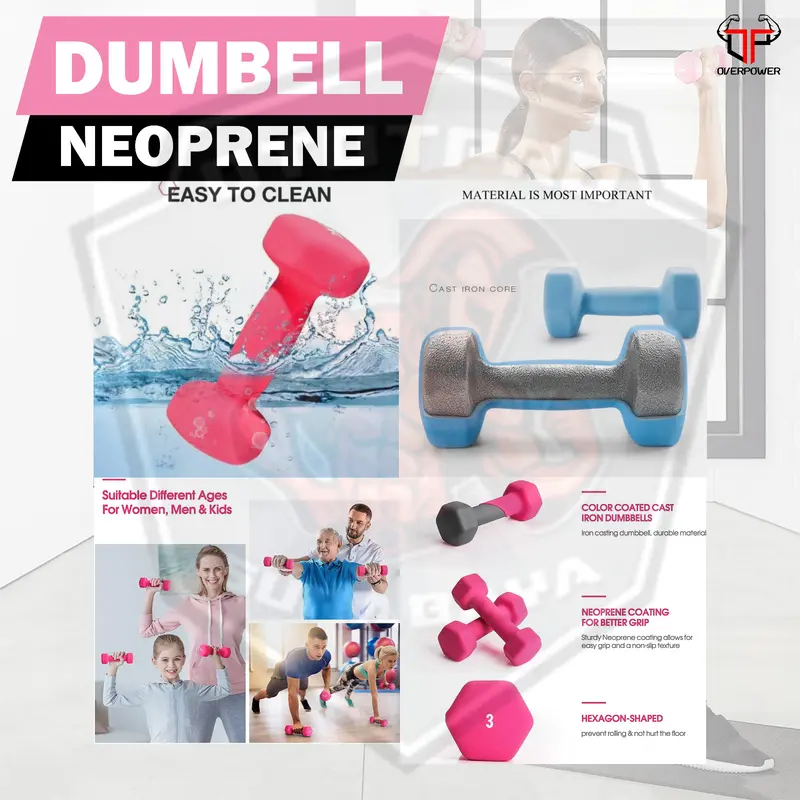 Dumbell Neoprene 2Kg /Barbel Mini/Dumbel Warna/Kecil/Karet/2 Kg/Vinyl 1