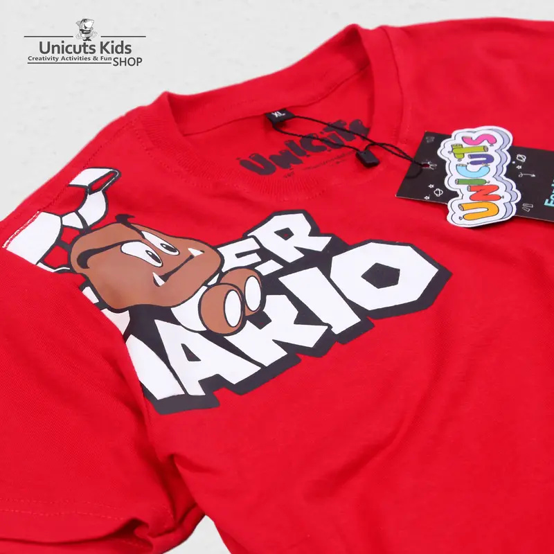 Kaos Anak Super Mario /  Baju Anak Laki Laki Mario Bros / Pakaian Anak Perempuan Pocket Red / Kaos Anak Anak Unicuts 3 Sampai 10 Tahun Bordir Fashion 2