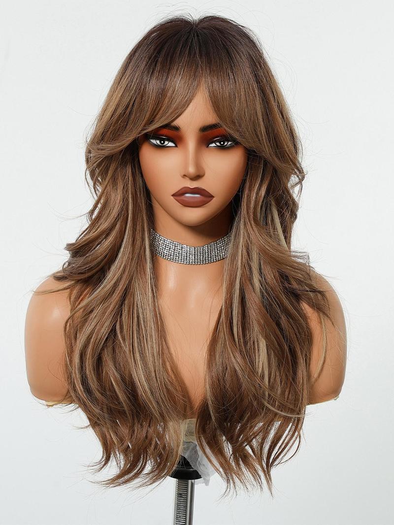 Product Introduction of 24 Inch Long Layered Cut Wigs for Women, Gorgeous Fluffy Wigs, Synthetic Full Machine Wigs for Party, Daily Use 2