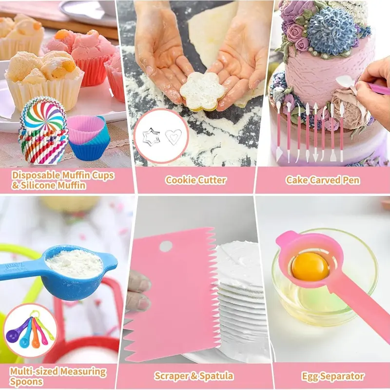 Cake Decorating Tool Set, 378pcs/set Cake Decorating Nozzle & Pastry Bag & Scraper & Other Accessories, Baking Tool Set for Beginners & Professionals, Best Friend Gifts 2