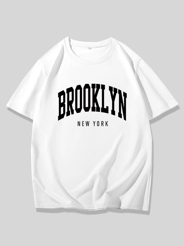 【Plus Size】 Letter Print Round Neck Tee, Regular Fit Casual Short Sleeve T-shirt for Daily Wear, Men's Clothing for All Seasons 3