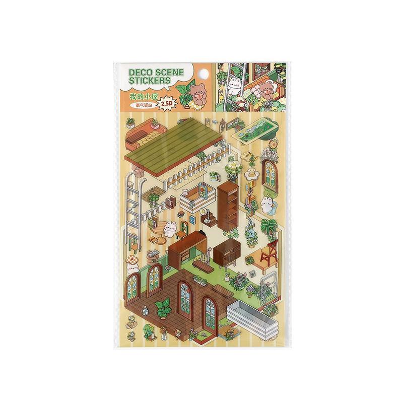 idako [My Cabin Series] 3D Miniatures, Landscaping, Stickers, Cute, Little House DIY Scene, Decoration, Stickers SS249 diy 4
