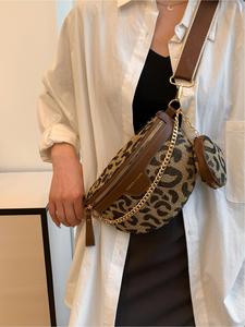 Cangurera de Estampado de Leopardo, Bolsa de Pecho con Cierre Casual y Versátil para Mujer, Bolsa Cruzada de Moda y Combinable para Uso Diario