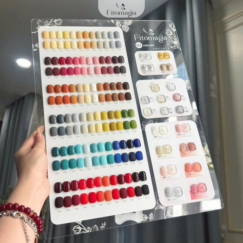 Set Sơn Gel Thạch Nhũ Fitomagia 92 Màu Bền Đặc Bóng Mướt | Kèm Bảng Màu + Base + Top - 15ml Chai