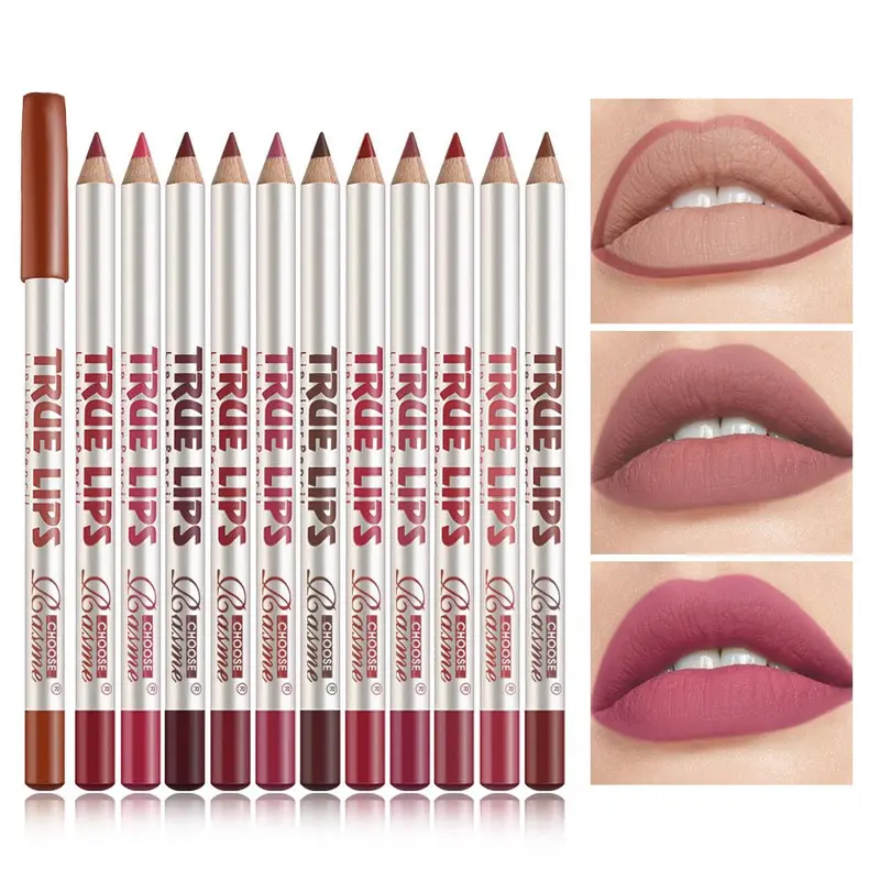 Long Lasting Lip Liner Set, 12pcs/set Matte Lip Liner Pencil, Easy Coloring Lip Liner Pen, Suitable for All Occasions Lip Makeup, Girls Makeup Accessories 0