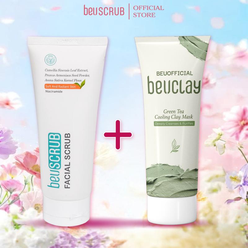 COMBO 1 BEUSCRUB Tẩy Tế Bào Chết Cho Da Mặt 100g + 1 BEUCLAY Mặt Nạ Đất Sét 70g Skincare - TDMN604 Son