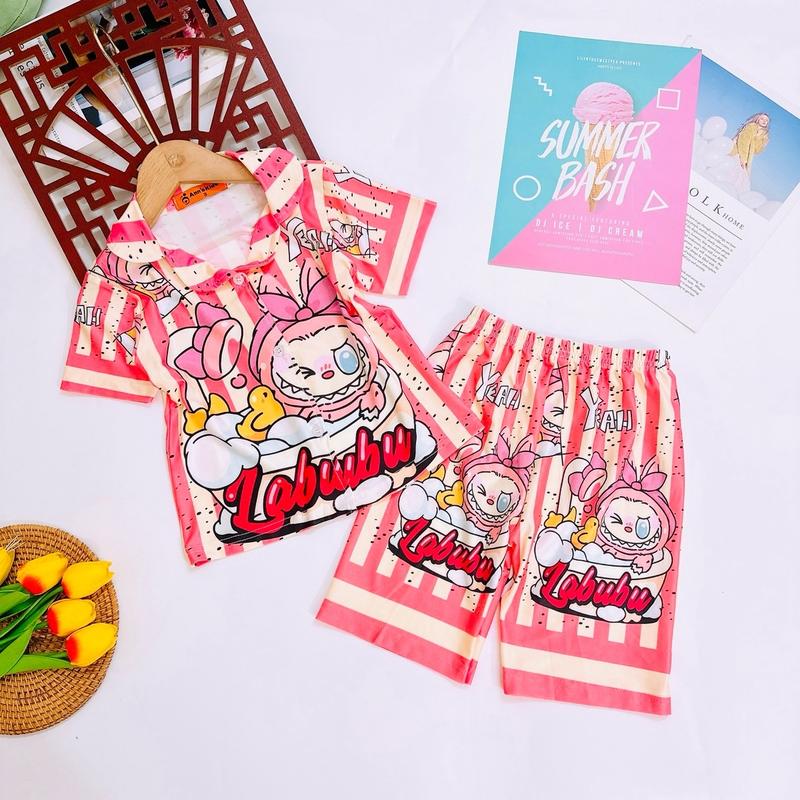 ( 10kg tới 70kg ) Bộ tay cộc mẹ và bé dáng pijama đồ lửng , chất thun lạnh in hoạ tiết 3D hoạt hình dễ thương mát mẻ xinh xắn , thấm hút mồ hôi cho bé yêu pijama  cho kuromi gái áo  ngủ capybara đồ  ngủ đồ  ngủ quần  áo