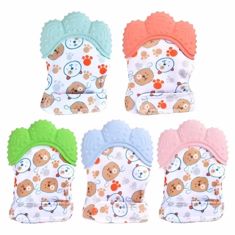 Cartoon Printed Teether Mittens Chewing Gloves for Children & Babies Teethers Anti Eating Hand Teething Toys Baby Stuff