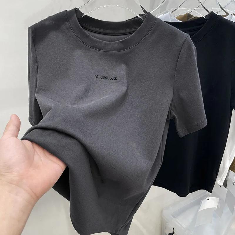 Áo Thun ngắn Tay Cotton Nguyên Chất, Dành Cho Nam, Hợp Xu hướng Và Thường Ngày, Cổ Tròn, Dáng Rộng Vừa Vặn, Tay Lửng Áo, Thích Hợp Cho Các Cặp Đôi, Áo Lớp Nền Cơ Thể, Hàng Mới Về Mùa Hè 2024 3