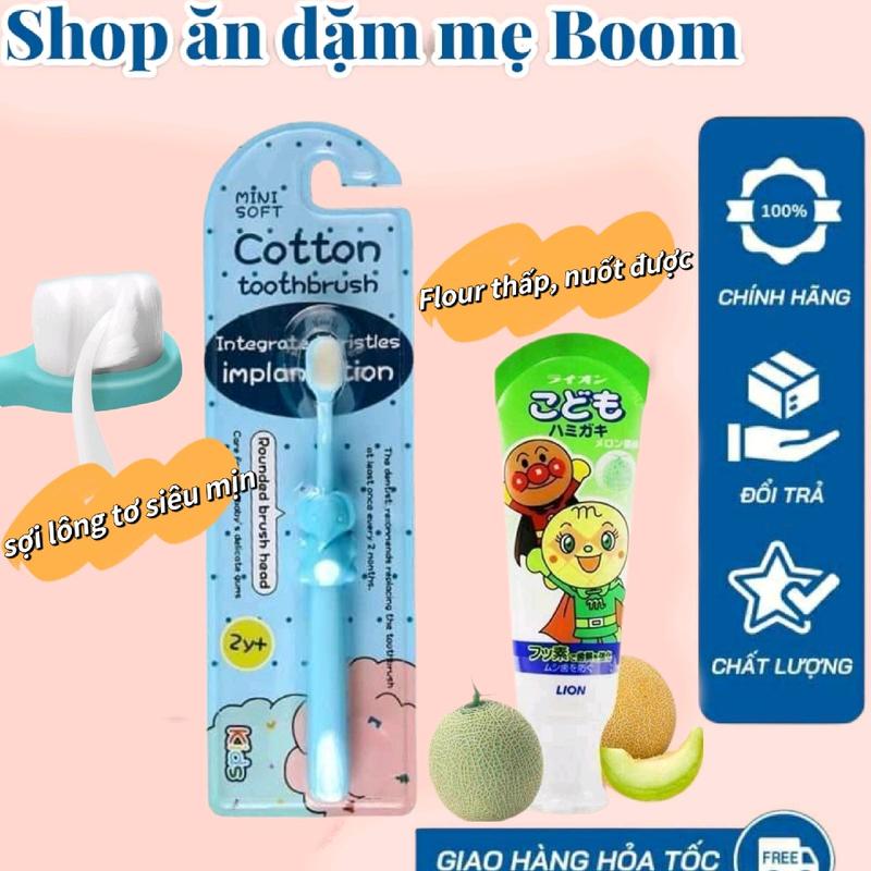 combo bàn chải + kem đánh răng Lion cho bé