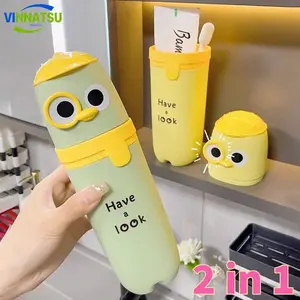 Vinnatsu 2in1 Cangkir Sikat Gigi Transparant Untuk Lucu Cangkir Sikat Gigi Portabel Travel Portable Dengan Desain Menggemaskan