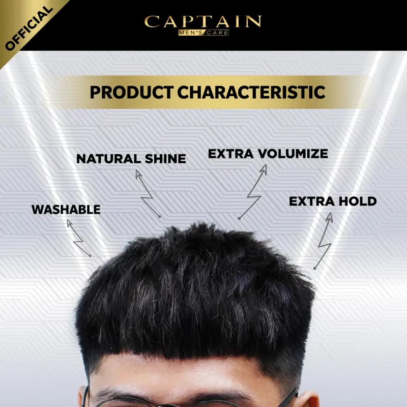 CAPTAIN Hair Styling Powder Dust Spray - Bubuk Bedak Powder Styling Rambut Pria FREE SISIR 3
