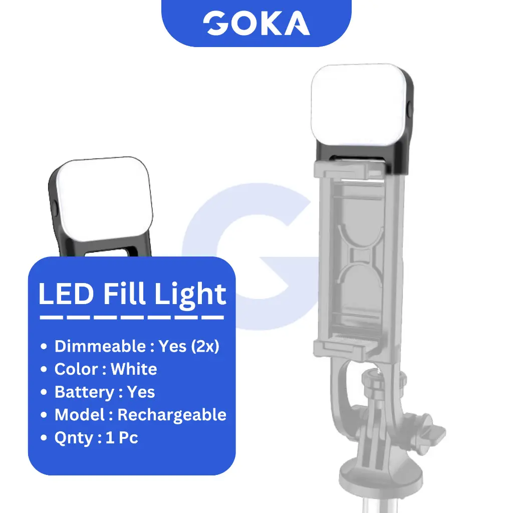 Lampu LED Fill Light Tripod Tongsis Baterai Rechargeable Alpha Acc