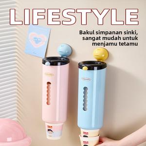 Rak Minuman Atas Meja, Reka Bentuk Baharu, Penyusun Pemegang Cawan Plastik Premium, Tudung Dispenser Penyusun, Dispenser Cawan Pakai Buang Bersih dan Tertutup