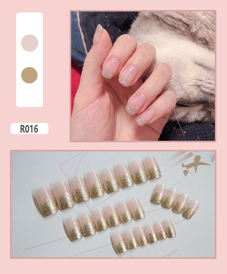 Product Introduction of Fake Nails Finished Stickers Cute Nail Stickers Wearable Nail Stickers Removable Fake Nail Pieces 24 Pieces 15