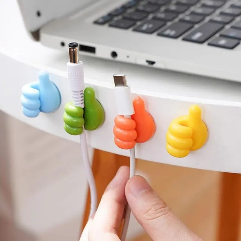 Big Thumb Hook, 10pcs Cartoon Creative Data Cable Storage and Finishing, Household and Office Wire Organizer, Home and Office Supplies Desk Storage Organization 2