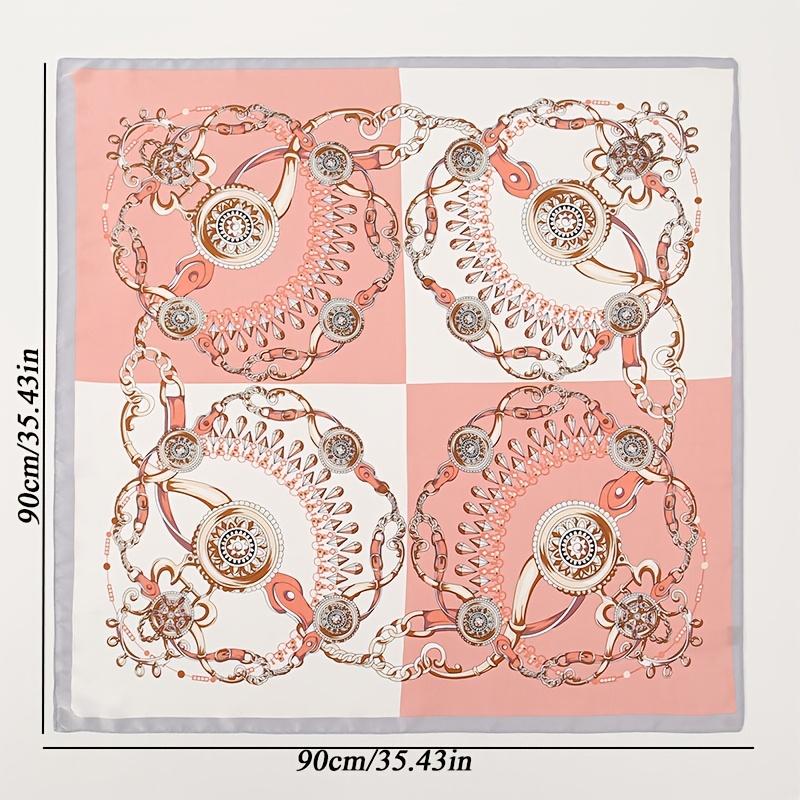 Product Introduction of Elegant Pink & White Paisley Silk Scarf  35.4" Square Satin Shawl with Vibrant Floral Patterns, Breathable & Decorative for Casual Outings, Decorative Scarf | Borders | Woven Texture 18