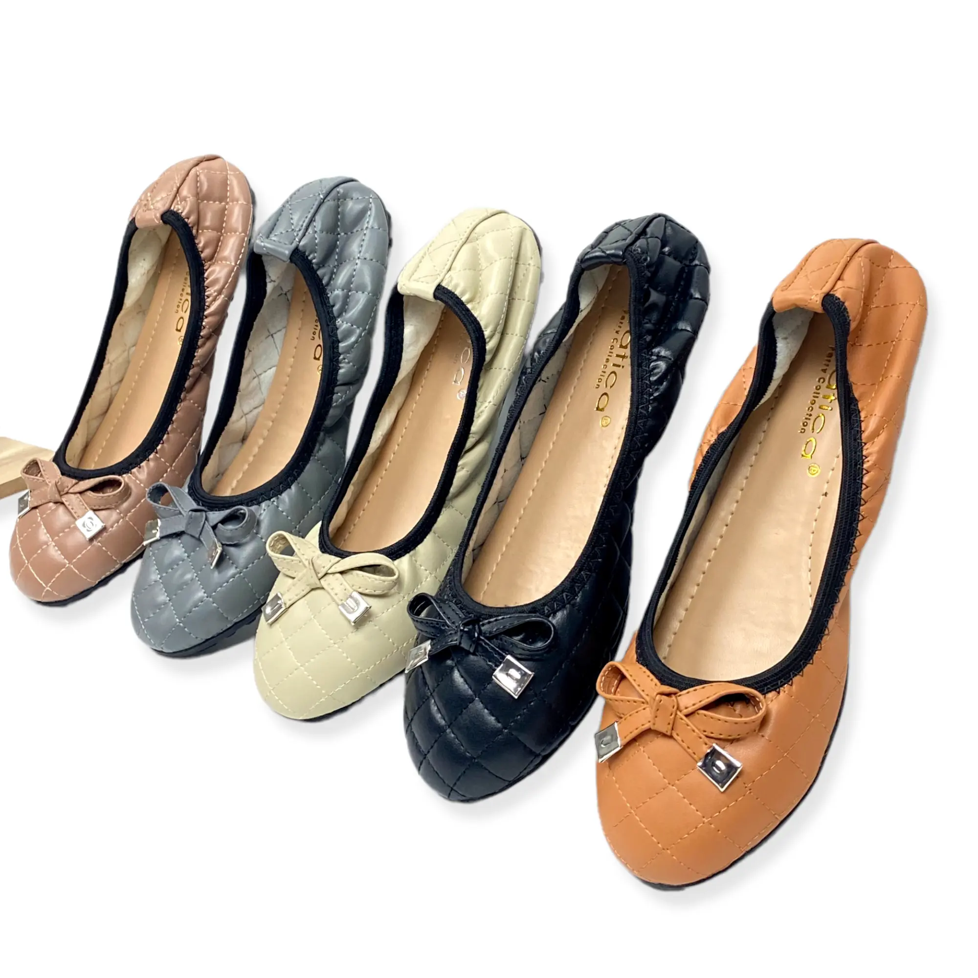 Sepatu Wanita Gratica Model Balerina Liora DR 032 Flat Shoes Dengan Out Sol Karet Hitam Kerja