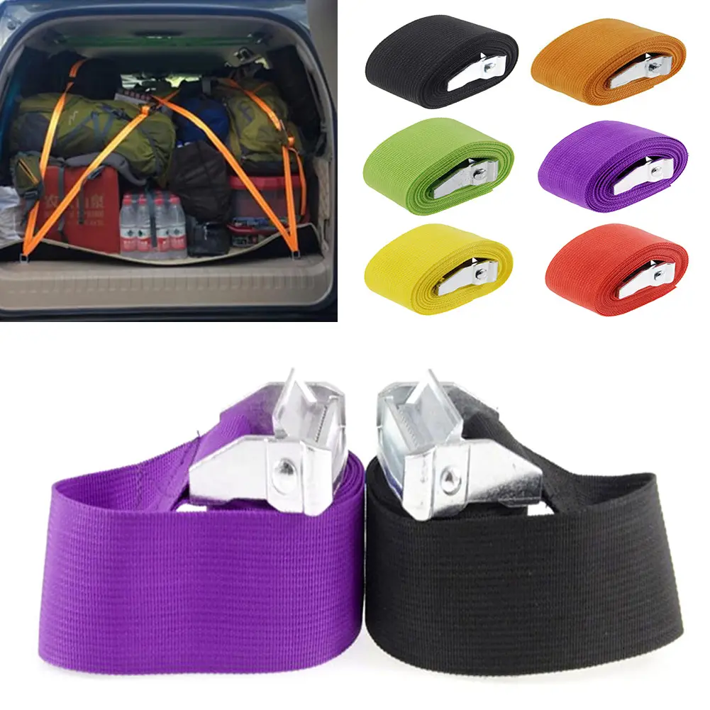 2M Car Buckle Tie-Down Belt Cargo Straps For Motorcycle Bike Luggage Bag Tow Rope Strong Ratchet #299993