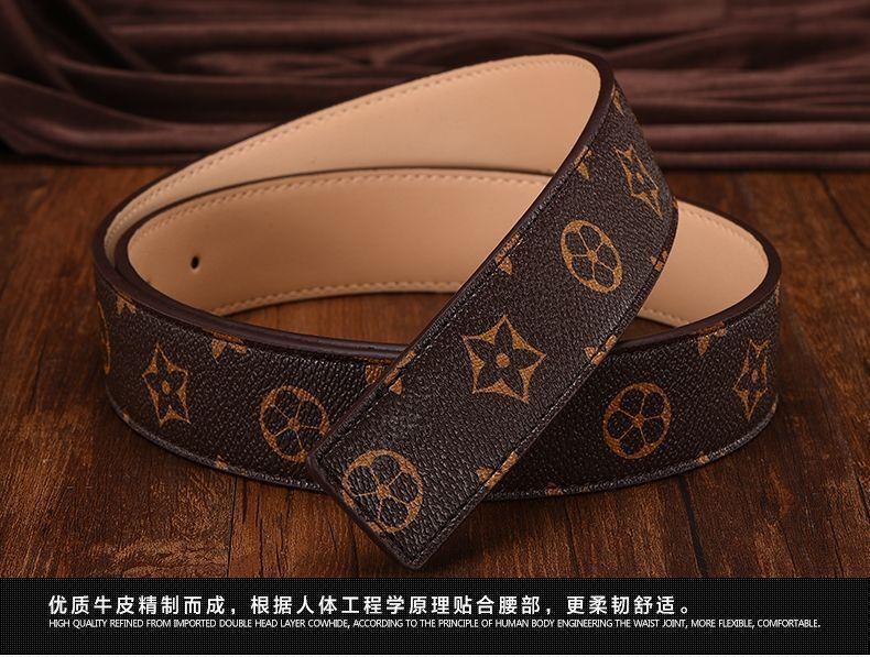 Product Introduction of New Men's Leather Belt Smooth Buckle Belt Letter H Youth Plaid Pant Belt Men's Korean Style Trendy Casual All-Matching 5