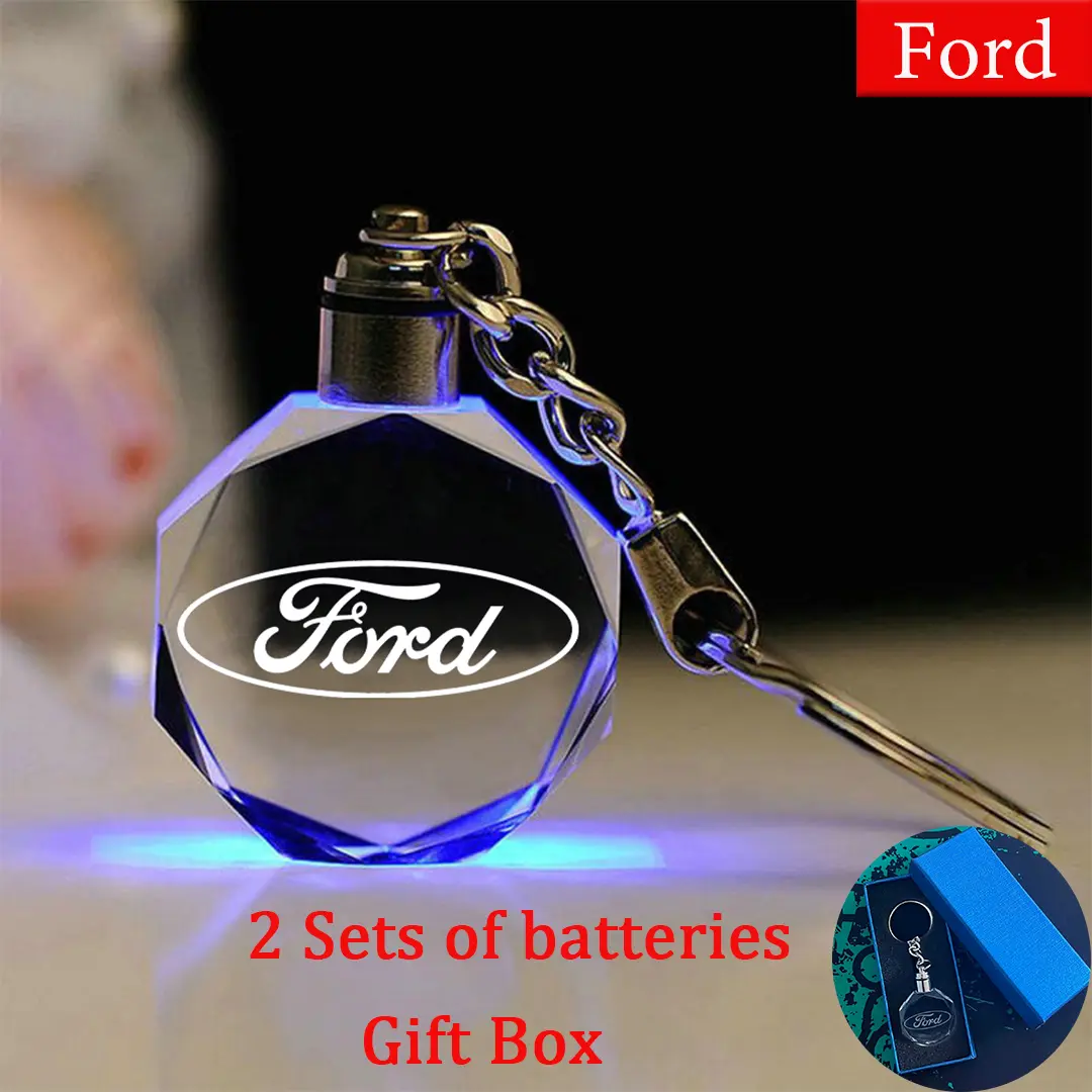 Ford LED Light KeyChain 7 Color Crystal Car KeyRing Customization ...