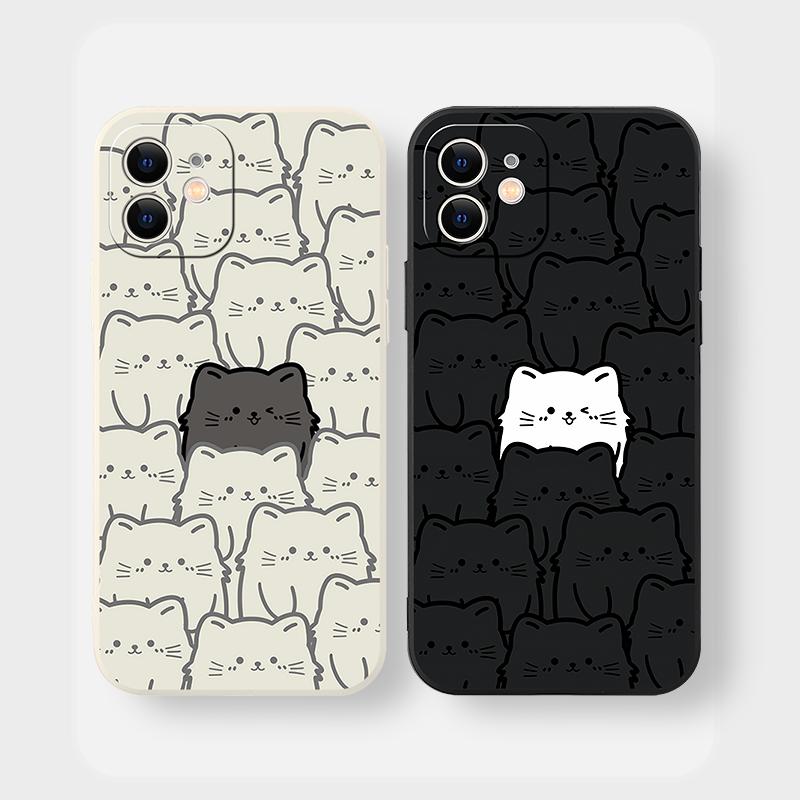 JURSUE Ốp lưng nam nữ cặp đôi dễ thương đẹp độc lạ nghệ thuật ngộ nghĩnh chống sốc chống bẩn mềm cho iPhone 17 Air 16 15 14 13 12 11 PRO MAX SE 2020 X XR XS ip 8 7 Plus kute YYY3560