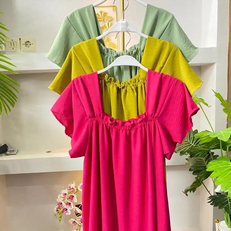 PAKET HEMAT 100RB DAPAT 3PCS DASTER FUJI Ruffle Kombinasi BAHAN CRINKLE AIRFLOW TEBAL Panjang Ibu Hamil Menyusui Serut Nyaman