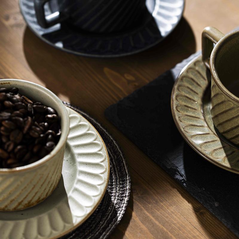 Product Introduction of Retro Cup & Saucer European Style Ceramic  Diagonal Lined Coffee  250ml 15