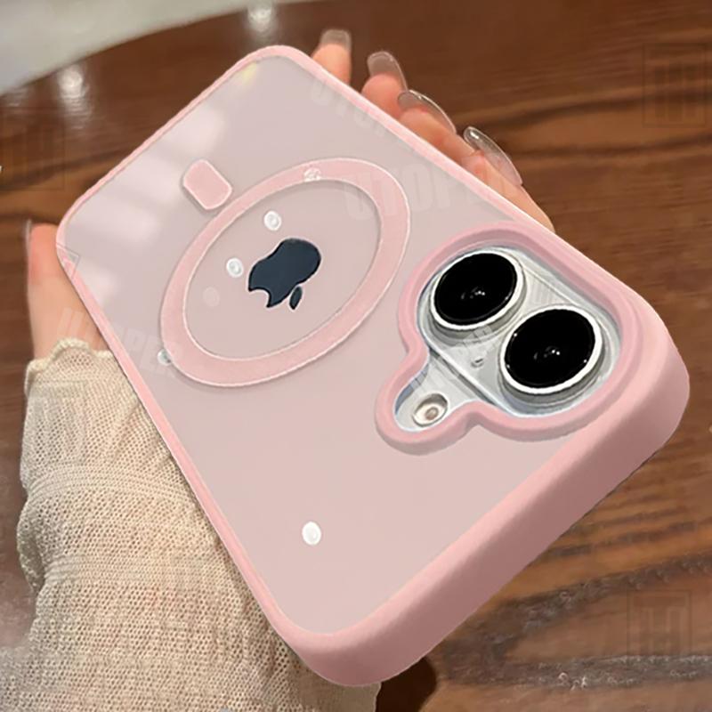 Product Introduction of New Senior 16 Pink Magsafe Magnetic Phone Case for iPhone 16 15 14 13 12 11 Pro Max Plus Matte Frame Clear Antiskid Hard Cover 3