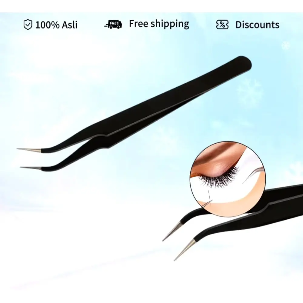 Pinset Bulu Mata Eyelash Pinset Tweezer Lurus Bengkok Lengkung Penjepit Sticker Bulumata Eyelash Extension Serbaguna
