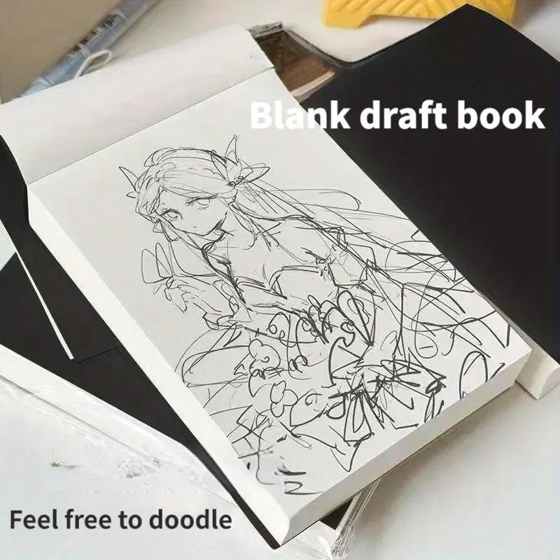 A6 Portable Blank Sketchbook, 1 Count 200 Sheets Thickened Graffiti Sketchbook, Tearable Drawing Paper Sketchbook for Students School Office 2