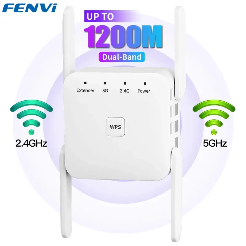 Penggalak Pengulang WiFi Tanpa Wayar, FENVI, Julat 5Ghz 1200Mbps ...