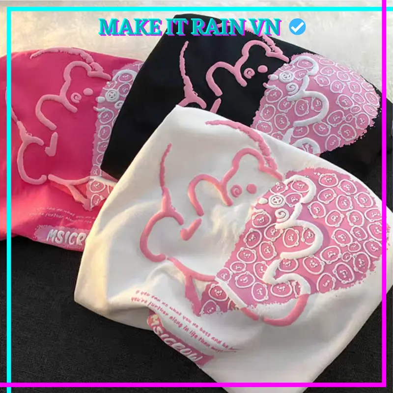 [MUA ÁO CÓ QUÀ] Áo Thun Unisex HAPPY IN NỔI Make It Rain VN, Áo Phông Nam Nữ Form Rộng Cổ Tròn 3