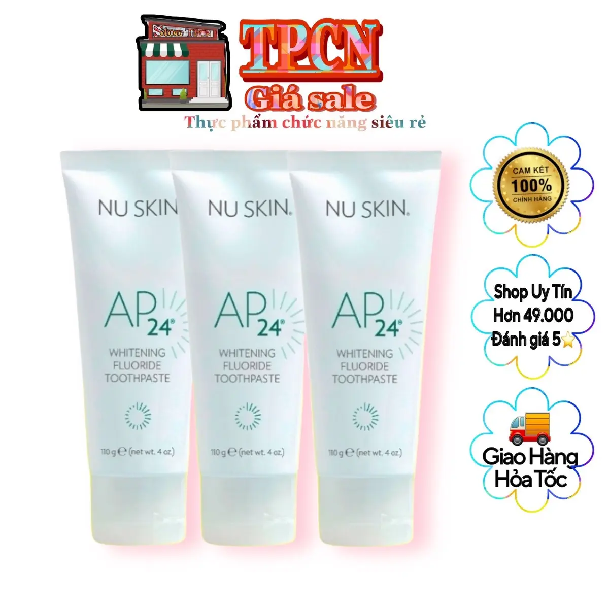 ￼Kem đánh răng trắng sáng AP24 Nuskin Whitening Flouride (tem Tiếng Việt) Trắng Răng