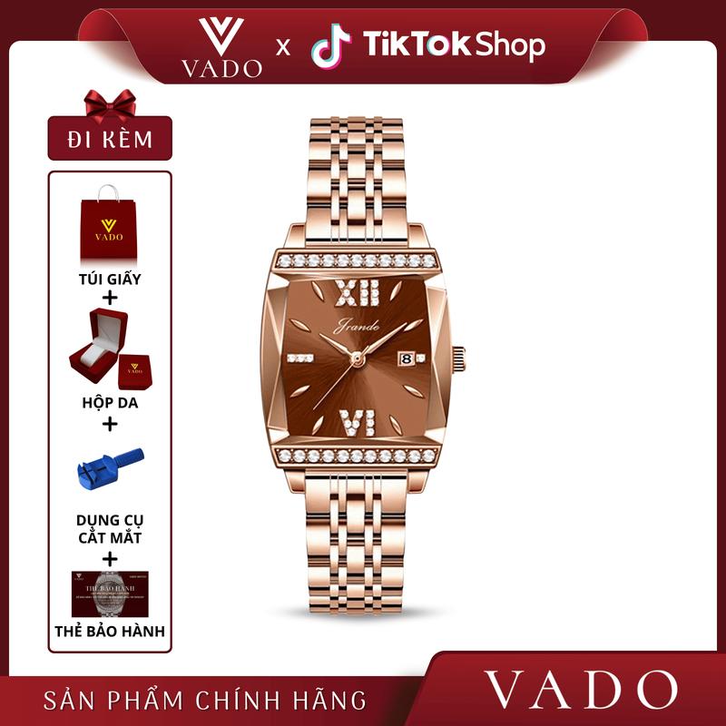   LIVE - DHJ7790J  Đồng Hồ Nữ Mặt Chữ Nhật Mặt Đính Đá Sang Trọng Hỗ Trợ Kháng Nước - JRANDE DHJ7790 