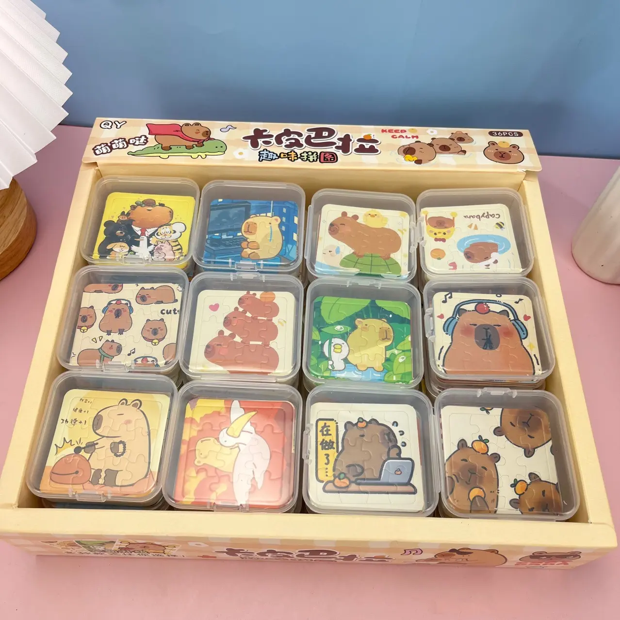 Đồ Chơi Giảm Căng Thẳng Capybara, Thiết Kế Hoạt Hình, Đa Chức Năng, Bộ Ghép Hình Dễ Thương, 36 Người, Trò Chơi Mini Thử Thách