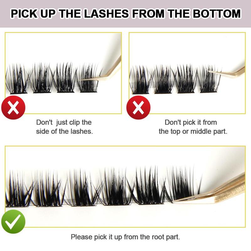 Mixed Length Individual False Eyelashes, 2 Boxes Natural Look Eyelash Extensions, Self Grafting Curl Eyelash Clusters, Eye Makeup Tools For Women 5