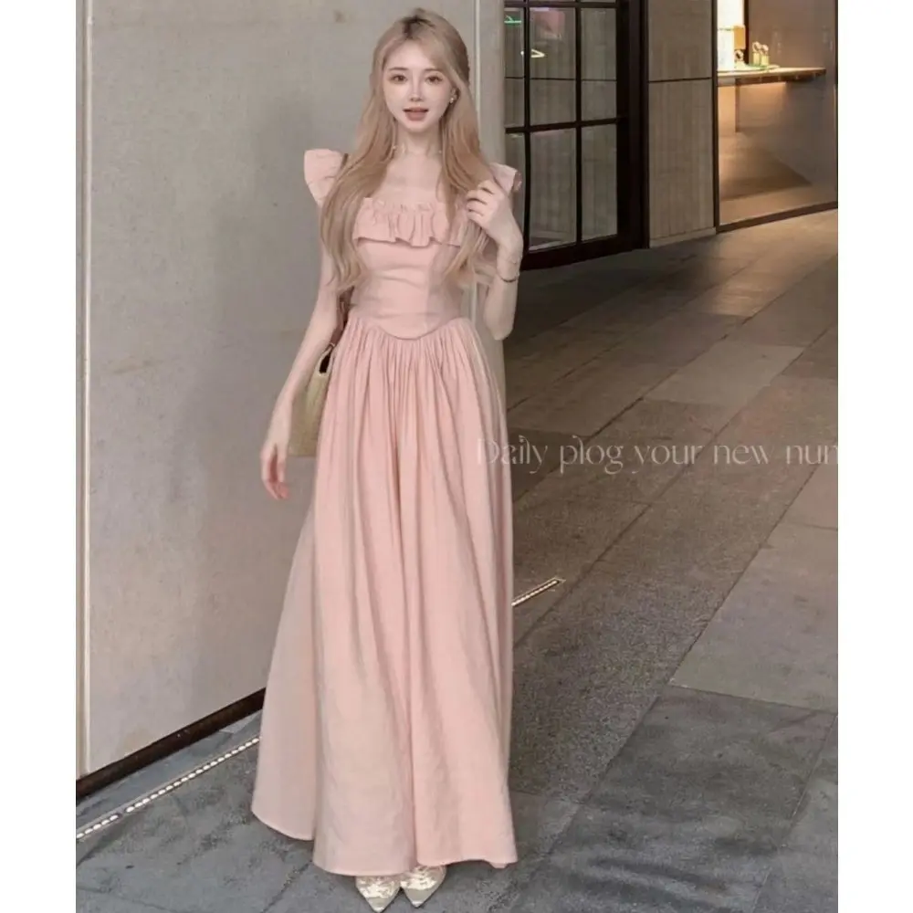 RICH-THEY Váy Dài Nữ Thời Trang Mùa Hè Phong Cách Mới Váy Dài Xếp Nếp Eo Váy Chữ A Giảm Béo | BigBuy360 - bigbuy360.vn